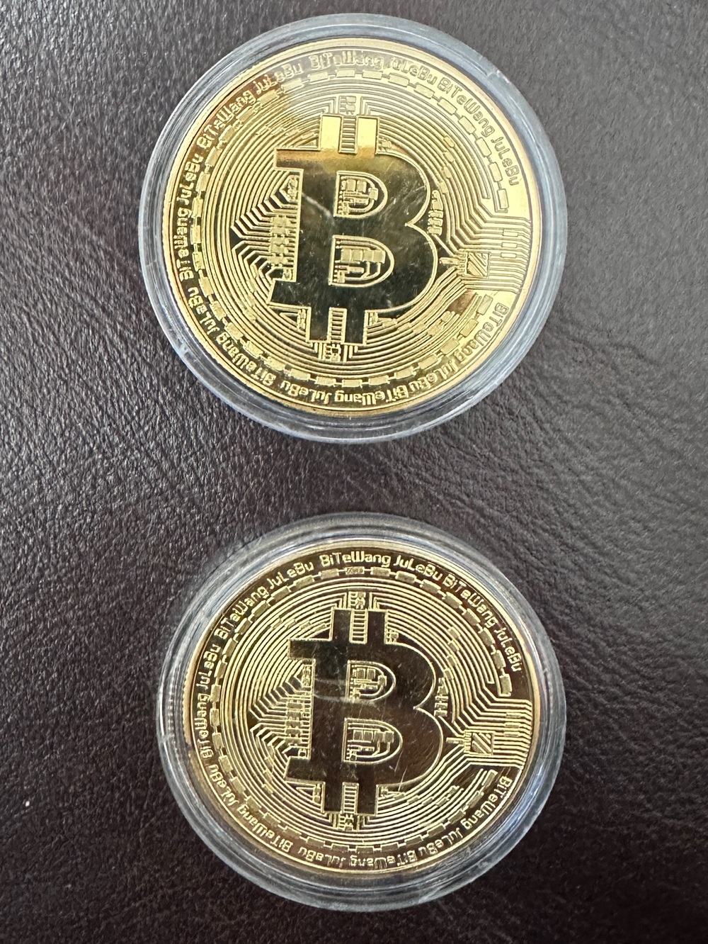 Set of 2 Bitcoin Collectible Coin - gold-tone with case novelty commemorative